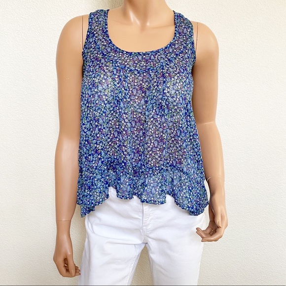 2x10 Black Poppy Sheer Floral Sleeveless Top - Picture 2 of 8